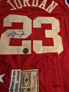 MICHAEL JORDAN CHICAGO BULLS 23 RED 2-12-1989 NBA ALLSTAR SIGNED CLASSIC JERSEY - Picture 1 of 9