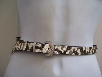 Cinturón de cintura delgada Kenneth Cole S/M blanco negro dorado 1" ancho se adapta a la cintura 28" 32" Foto 1 de 4