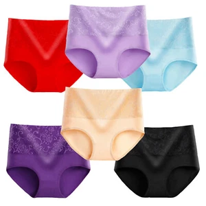 6 Ladies Panties Brief HIG WAIST NATURAL COTTON Underwear Size MEDIUM - Picture 1 of 11