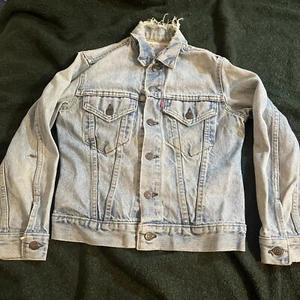 VTG Levis 70706 Blue Cotton Denim Button Down Jean Trucker Jacket Youth Boys 16 - Picture 1 of 10