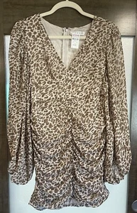 NWT HYFVE Leopard Animal Print Ruched Bodycon Dress Sz Small - Picture 1 of 14