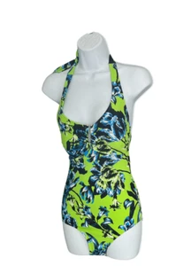 TRAJE DE BAÑO COLECCIÓN M&S SECRETO ADELGAZANTE FLORAL CUELLO HALTER MEZCLA LIMA - Imagen 1 de 4