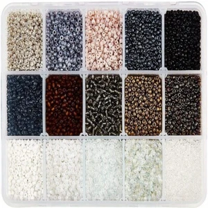 1Box 12/0 Glass Seed Beads Round Black 2mm Hole: 1mm 15 colors - Picture 1 of 8