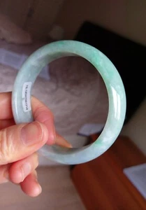 Certified Natural Grade A Green Lavender Jadeite Jade Bangle Bracelet 58 mm - Picture 1 of 12