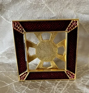 SELTENER QUADRATISCHER RAHMEN JAY STRONGWATER Granatrot KRISTALL EMAILLE - Bild 1 von 11