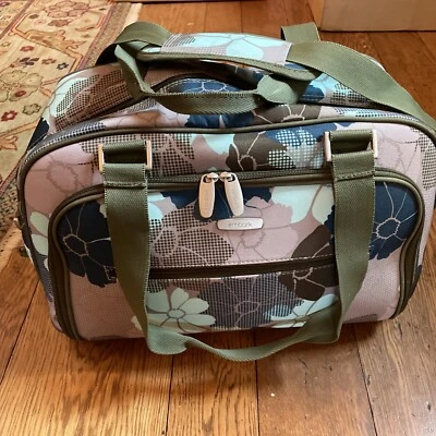 Bolsa de viaje Embark verde azul lona flores durante la noche bolsillos correa Foto 1 de 4