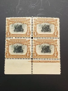 U.S. # 296 Block (4) 1901  PAN AM EXPO w/imprint VF- MNH - Picture 1 of 2