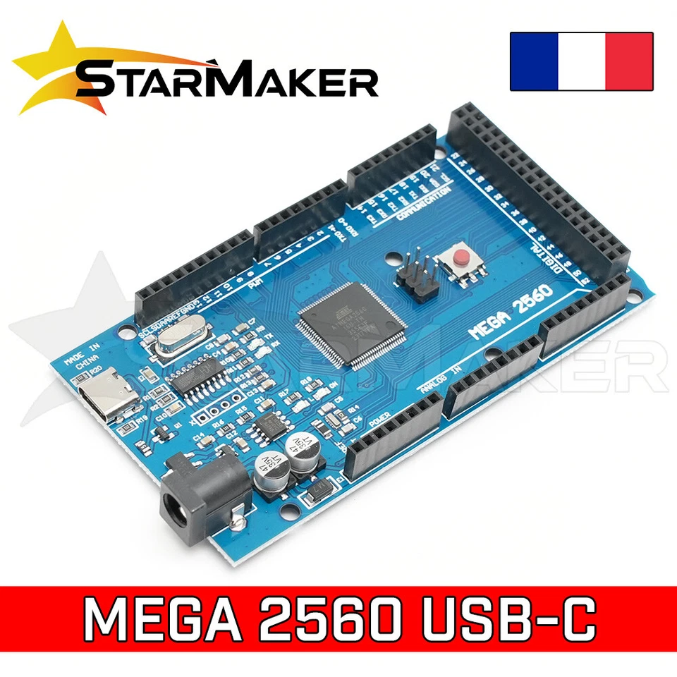Carte MEGA 2560 USB-C - Atmega2560 CH340G compatible Arduino USB Type C - Photo 1/1