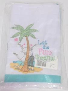 Lillian Rose White / Blue Canvas Beach Wedding Tote Bag "Flip Flopped In Love" - Picture 1 of 2