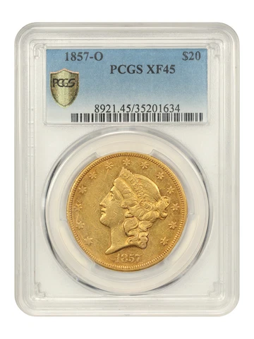 1857-O $20 PCGS XF45 Cover
