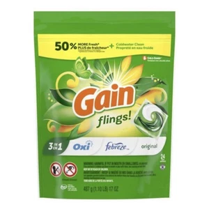 Gain 3in1 OxiBoost FLINGS Laundry Pods 96 Total /4 Bags Of 24 Ct (NEW) - Picture 1 of 7
