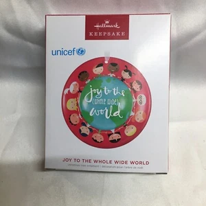 Joy To The Whole Wide World`2022-Unicef,Round Glass Hallmark Tree Ornament-NW - Picture 1 of 17