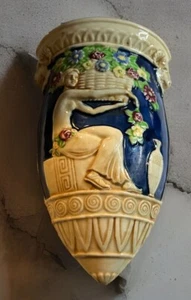 Vintage ceramic Maruhon Ware wall pocket hand painted Japan - Imagen 1 de 5