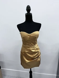 Naked Wardrobe, Women's The Statement Strapless Zip Dress, Gold, Size S, NWT - Picture 1 of 6
