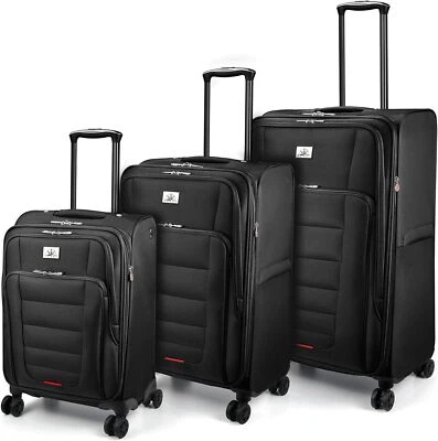Verdi 3 Piece Luggage Set–Durable Softside Suitcase with 8-Wheel Rolling Spinner - Image 1 of 3