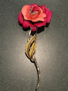 VINTAGE ROSE BROOCH BEAUTIFUL 5" - Picture 1 of 5