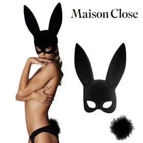 Velvet bunny mask and tail "Miss Bunny Black" Sexy Accessory Festival Accessory