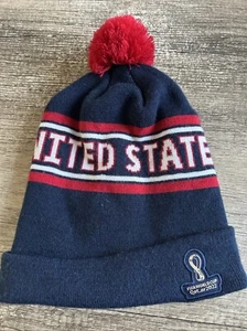 Team USA Soccer FIFA World Cup Futbol Qatar 2022 Beanie Pom Knit Hat Adult Sz - Picture 1 of 4