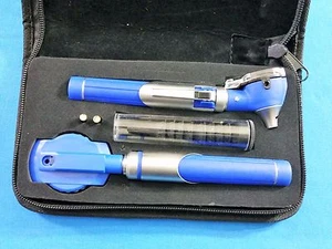New Professional LED Fiber-Optic Mini Opthalmoscope Otoscope Diagnostic Set BLUE - Picture 1 of 8