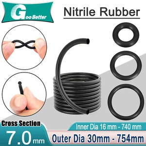 Guarnizioni Guarnizione Rondella O Rings 7mm Spessore Cavo 16mm-740mm ID NBR 70 Nero 7,0mm - Foto 1 di 166