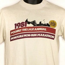 Honolulu Non Run Marathon T Shirt Vintage 80s 1981 Finisher Made In USA Medium