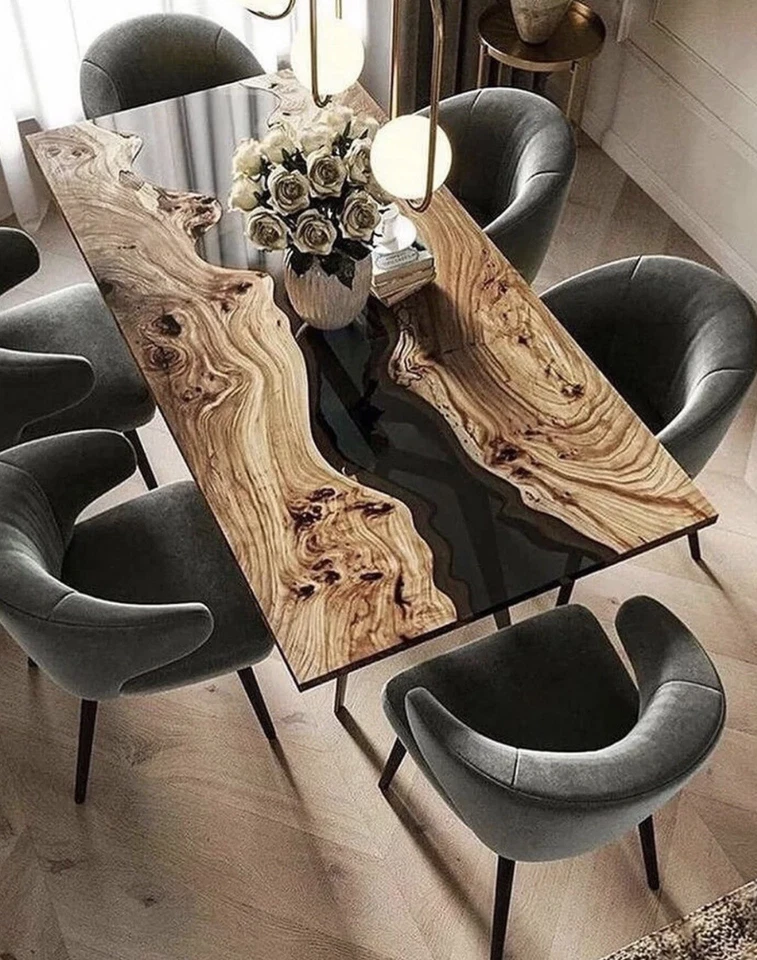 Built To Order Handcrafted Live Edge Coffee | Dining | Resin River Table - Image 1 of 4