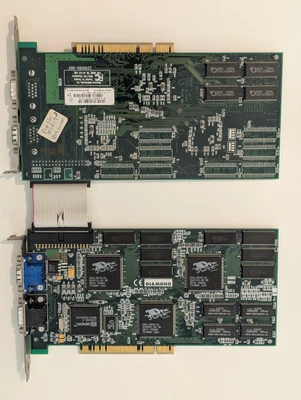2 x Diamond Monster 2 (3dfx Voodoo 2) 8 MB VGA Cards w/SLI & passthrough cables - Image 1 of 3