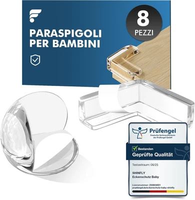 Paraspigoli per Bambini, 8 Pezzi Paraspigoli Angolari in Gomma,Trasparenti Para  - Immagine 1 di 4