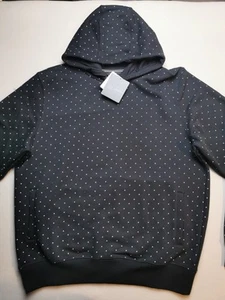 AMG MERCEDES PETRONAS F1 TEAM Mens Size L Black Polka Dot Hoodie BNWT Pockets - Picture 1 of 21