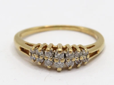 ANILLO ORO AMARILLO 14K con 14 DIAMANTES GRADUADOS TALLA BRILLANTE REDONDO - TAMAÑO: 8,5 * Foto 1 de 4