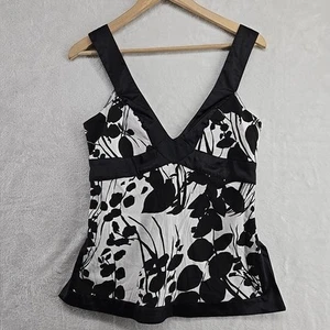 Y2K Babydoll Top Womens Large Floral Black White 90s Whimsigoth Tank Cami Witchy - Picture 1 of 10