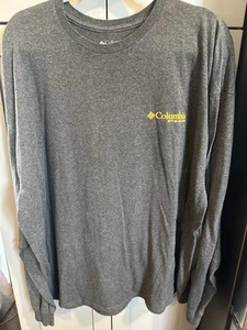 Columbia PHG  Terminal Deflector Men's 3XLG Gray Yellow Logo L/S Fishing T-Shirt - Picture 1 of 6