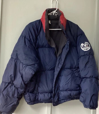 Chaqueta de plumón Nautica Duck vintage para hombre grande azul marino rojo negro abrigo reversible años 90’s Foto 1 de 4