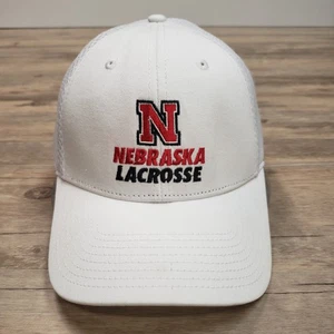 Nebraska Cornhuskers Hat Cap Snap Back White NCAA Lacrosse Trucker Mesh New Era - Picture 1 of 7