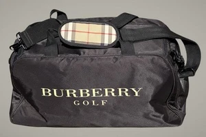 Burberry Golf Duffle Travel Bag Nylon Nova Check-Trimmed Black (22"x 12"x 12") - Picture 1 of 23