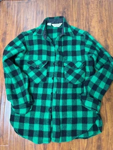 Vintage LL Bean Wollmischung schwarz grün Flanell Hemd Jacke Made in USA Größe M - Bild 1 von 9