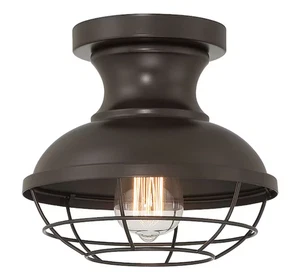 Allen + Roth Yordan 8.4" Semi-Flush Mount Ceiling Light Antique Nickel Cage - Picture 1 of 9