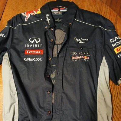 Pepe Jeans Red Bull Racing Infiniti Long Sleeve Button Shirt Men Sz L Blue - Image 1 of 4