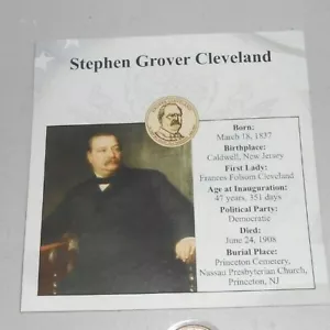 Grover Cleveland Presidential Proof $1 One Dollar Gold Color Coin Encapsulated - Picture 1 of 4