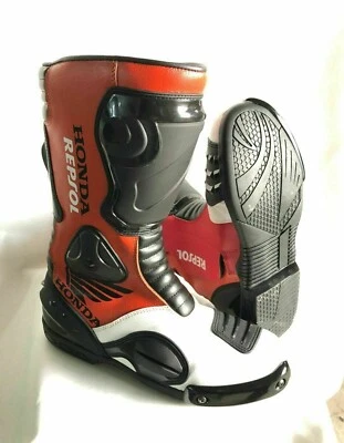 Honda Repsol Shoes Leather Riding Motorcycle Boots Motorbike Racing Bikers - Image 1 of 4