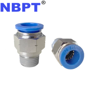 PUSH IN TO CONNECT ONE TOUCH PNEUMATIC FITTING PC 3/8 x1/8 NPT, NBPT 5 PCS - Picture 1 of 4