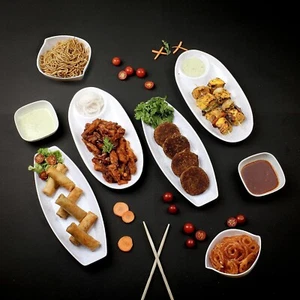 Melamine Serving Platter Tray Plates with Bowls for Serving Snacks-Set of 8 - Picture 1 of 5