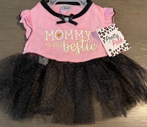 SIMPLY WAG - PINK with BLACK NET SKIRT "MOMMY IS MY BESTIE" DRESS Puppy/Dog SM - Picture 1 of 2
