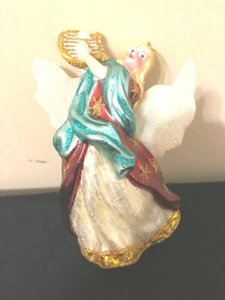  PYSANKY  HAND PAINTED ANGEL PLAYING HARP ORNAMENT  - Picture 1 of 3