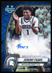 2024 Bowman Chrome University Jeremy Fears #75 Blue Reptilian AUTOGRAPH  70 /150 - Picture 1 of 2