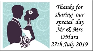 48 Personalised Wedding Couple Party Labels Stickers Favours Sweet Bags Thankyou - Picture 1 of 3