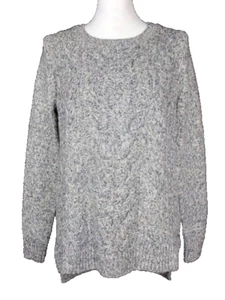 Tommy Hilfiger Sweater Womens M Navy Gray Ivory Cable Knit Cotton Blend NWT - Picture 1 of 5