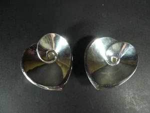 Pair Dansk Torun Stainless Heart Shaped Candle Holders - Picture 1 of 4