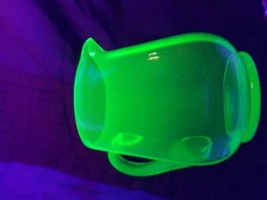 Vintage Uranium Vaseline Glass Hand Blown Pitcher Hand Applied Handle - Picture 1 of 6