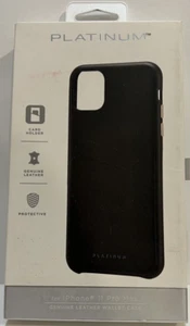 Platino - Funda billetera de cuero para Apple iPhone 11 Pro Max - Negra - Imagen 1 de 7